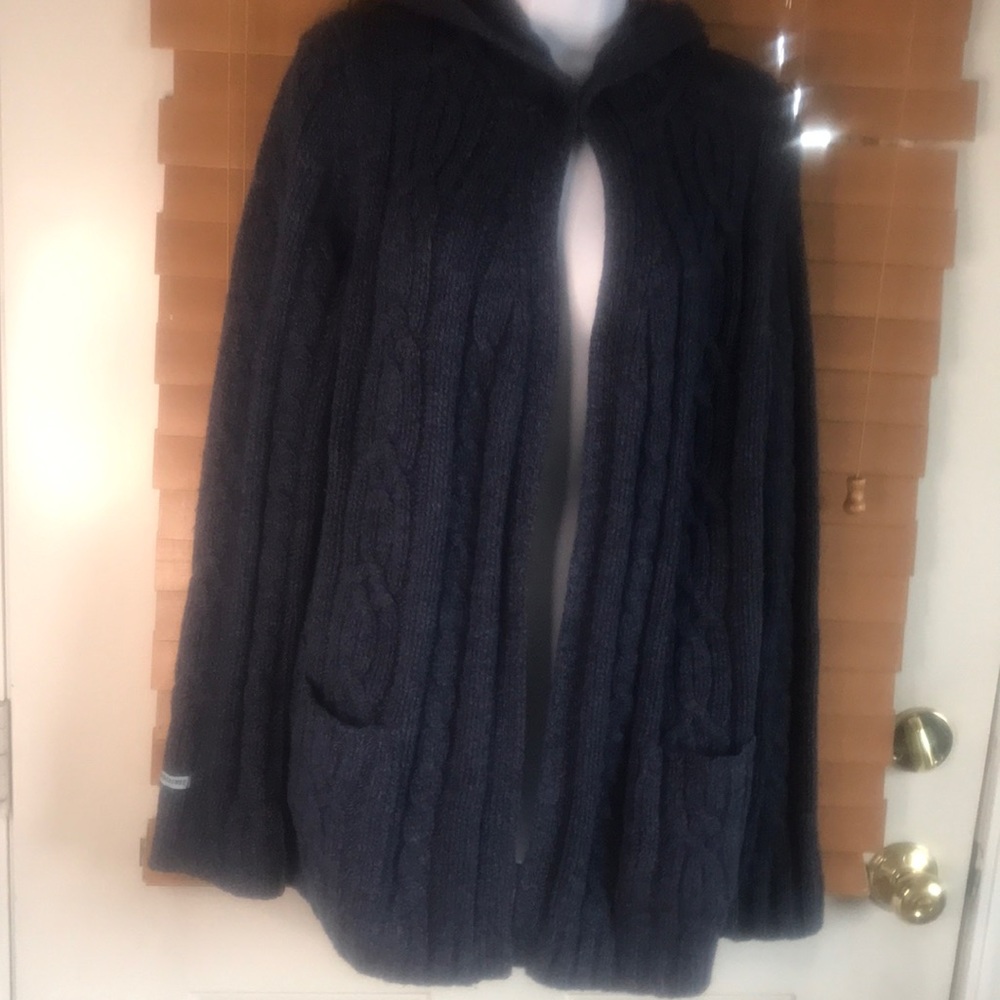 Abercrombie & Fitch navy wool hooded cardigan